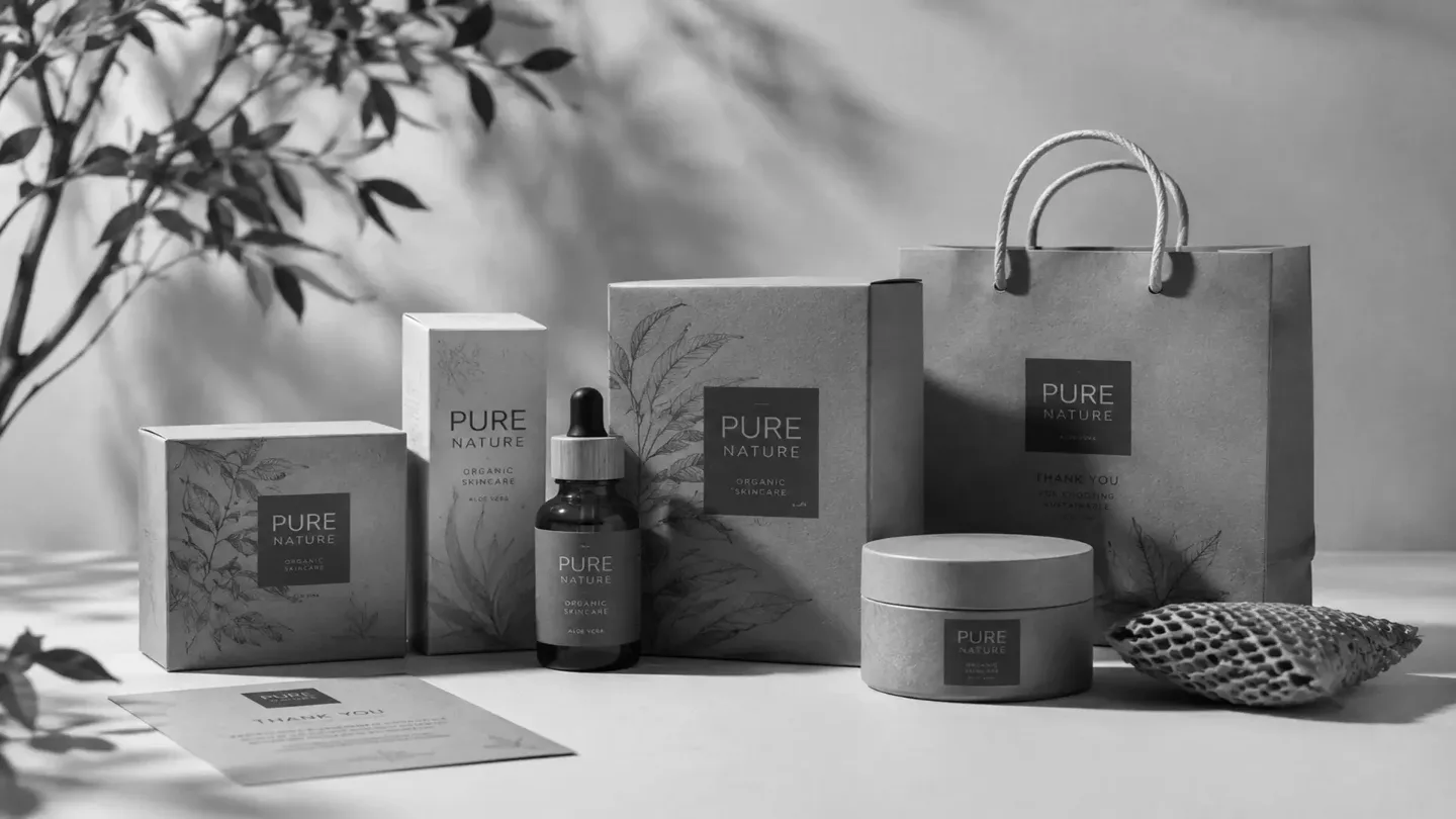 Sustainable packaging design for eco-friendly cosmetic products.