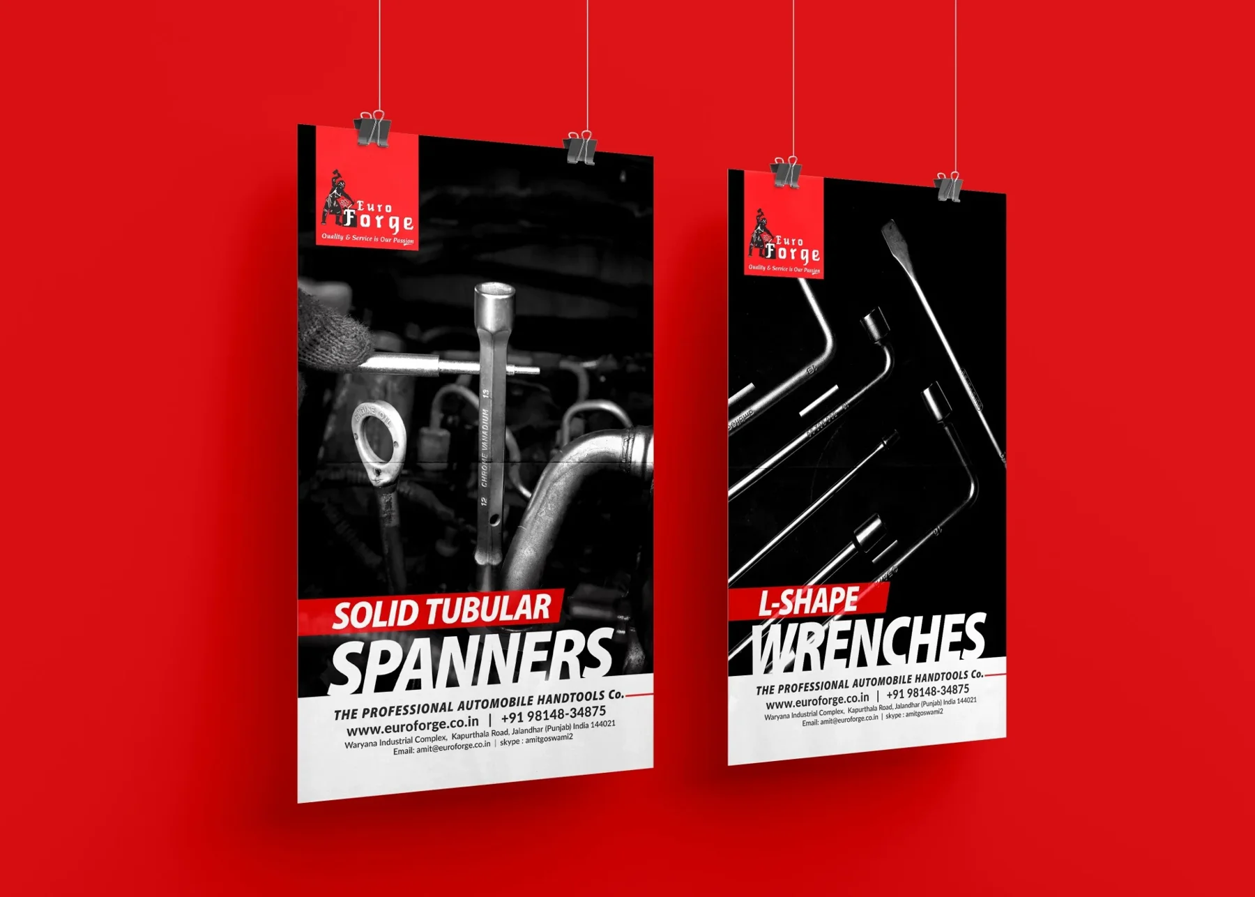 Product poster design for Euro Forge solid tubular spanners