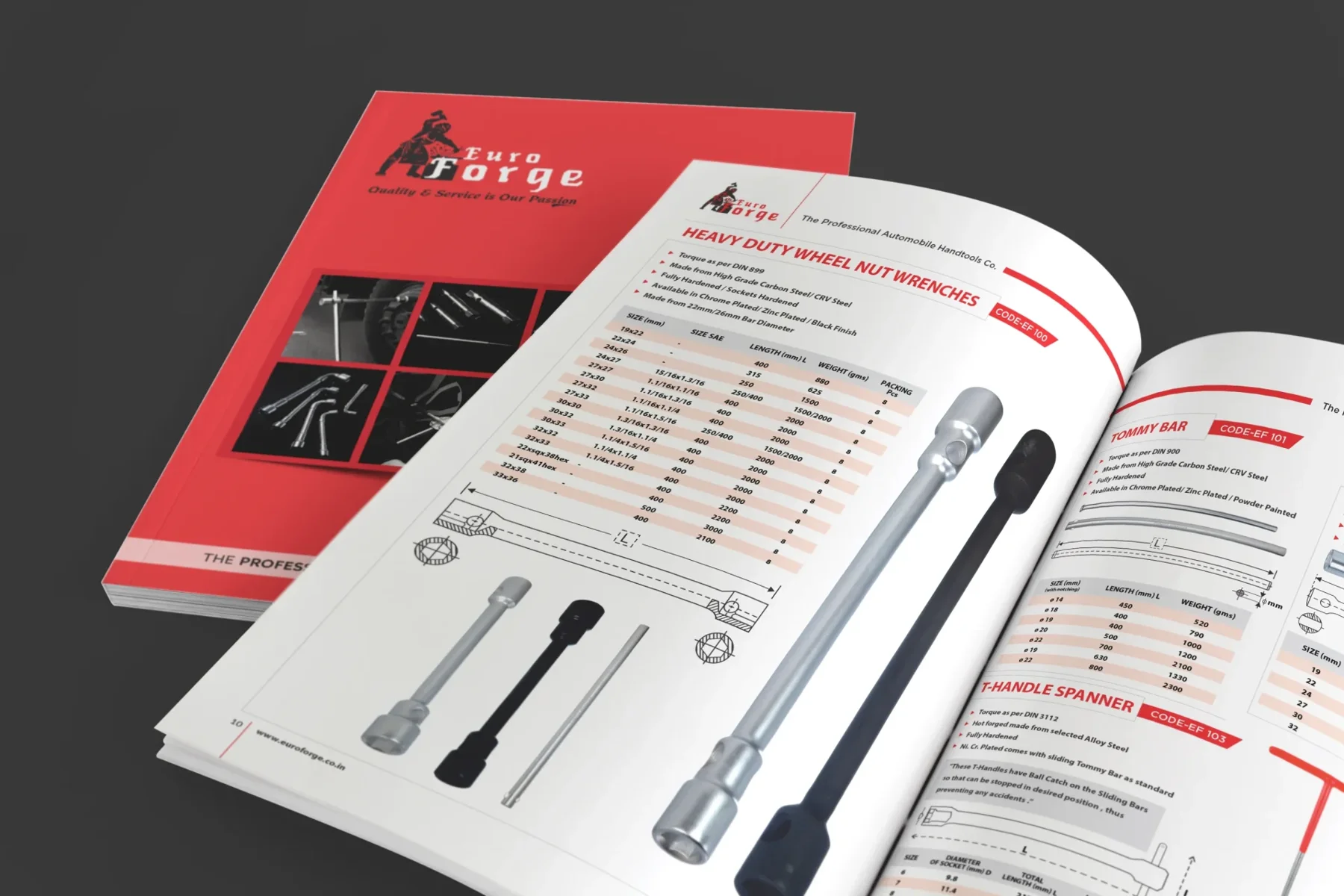 Product catalogue design for Euro Forge heavy duty wheel nut wrenches