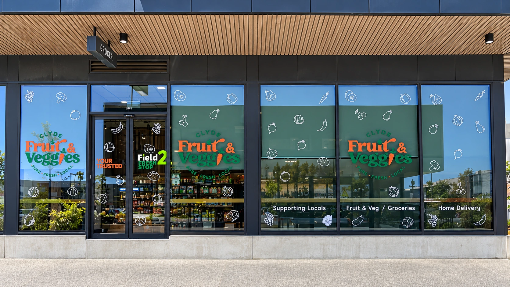 Clyde Fruits and Veggies completed shopfront signage in Clyde North