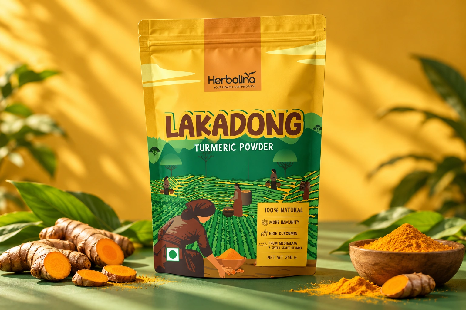 Herbolina packaging and brand presentation