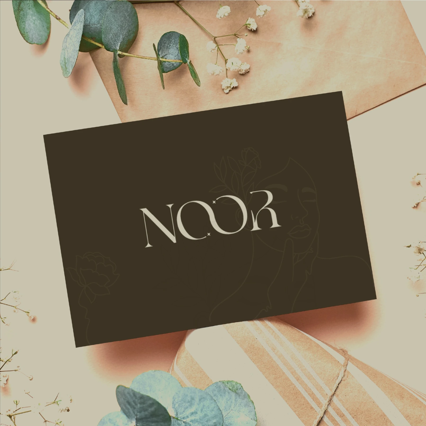 Noor brand identity and botanical wordmark