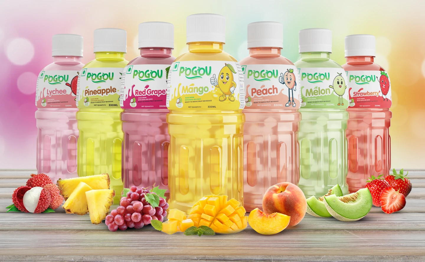 Pogou fruit drink range collage
