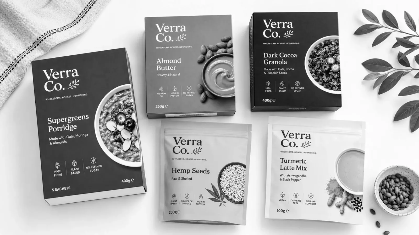 Verra Co. grocery packaging range illustration